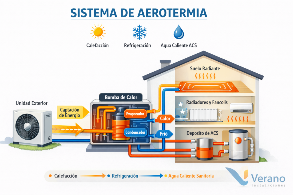 Esquema de aerotermia